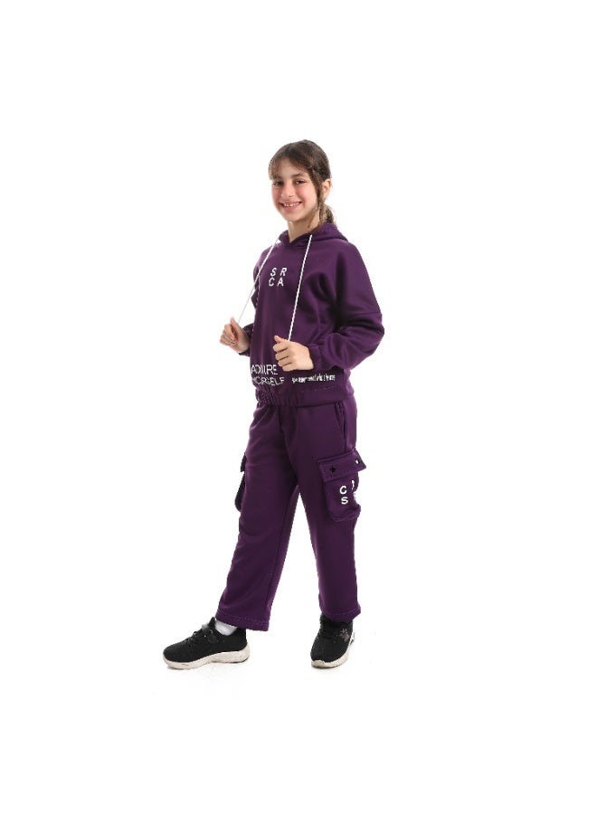 Caesar Girls' winter tracksuit with a fur-trimmed back - Image 3